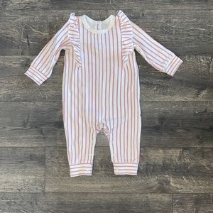 Baby girl romper 6-12 month Pehr pink stripes